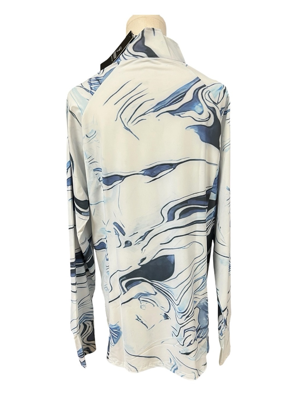 NWT FKEEP Blue & White Marble Print UPF 50+ 1/4 Zip Sun Shirt | Size XL - Picture 5 of 10